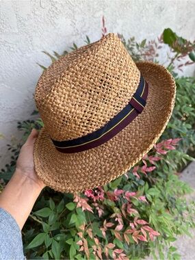 DPC Men's Braided Palm Fiber Fedora with Stripe Band